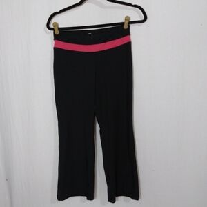 Fila Black Flare Pants with Pink Waistband